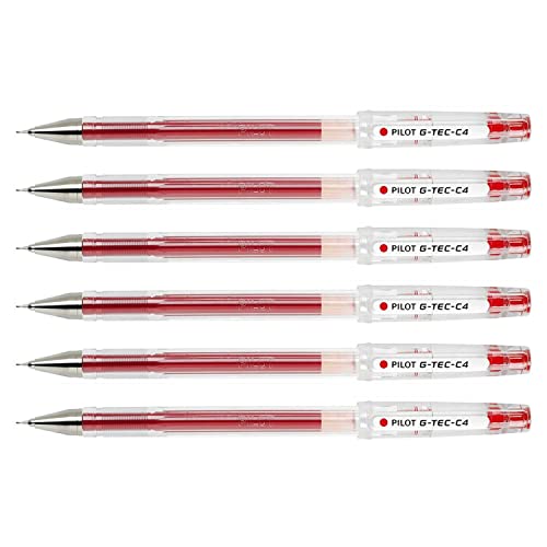 Stylos roller encre gel G-TEC-C4 Pilot rouge pointe ultra fine 0,4 mm