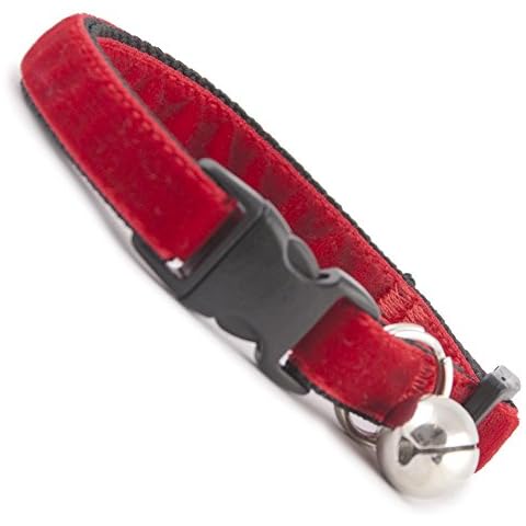 Cool Cat Collars Cherry Red Velvet Cat safety release buckle collar | Removable bell | Velvet ribbon cat collar … Cover