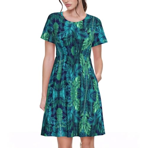 Robe de vacances imprimé tropical avec poches pour l'été