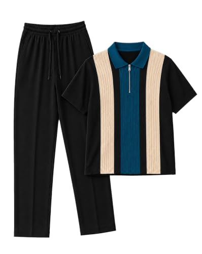 Image of AUSK Men's Premium Polo Co-Ord Set | Cotton Blend Polo T-Shirt & Elastic Waist Track Pant | Casual Summer Wear | Lounge Wear | Travel Wear Clothing Set for Men