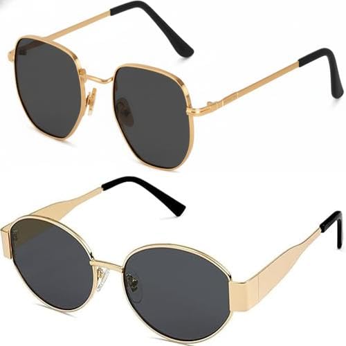 Combo Pack Of 2 Sunglasses Cat Eye Black Goggles Inspired From Priyanka Chopra Non Polarized Sunglasses For Women's Mc-781, Medium