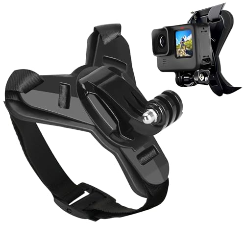 Support de Casque Moto Menton pour GoPro Hero 13 12 11 10 9 8 pour DJI OSMO Action 5 Pro 4/3 pour Session SJCAM, Fixation de Menton avec Crochet en J Sangle...