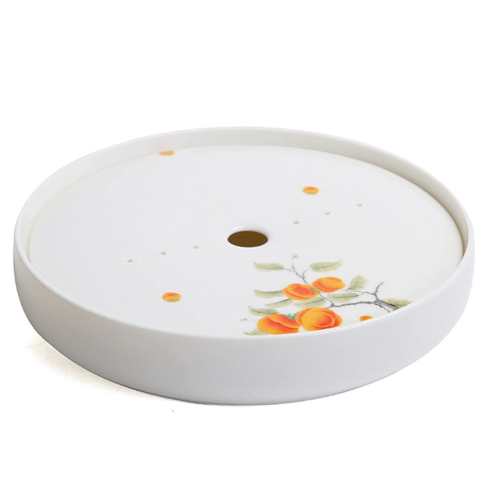 Bandeja de té Simple for el hogar, Bandeja for Servir té, Bandeja de té de Porcelana Dehua de 24,5 cm, Juego de té de Kung Fu, Bandeja de té de Almacenamiento de Agua for el hogar
