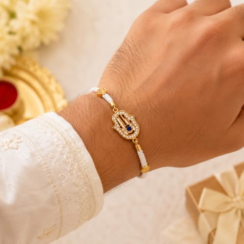 Image of M.F.H Premium Designer Rakhi for Brother | Adjustable Handmade Raki Bracelet |Traditional Raksha Bandhan Gift for Brother | Comfortable & Skin-Friendly RaKi