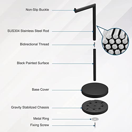 Pokim Matte Black Toilet Paper Holder Stand 2.0 For Bathroom Floor Freestanding Tp Roll Storage 304 Sus Stainless Steel Rustproof Pedestal Lavatory Tissue Handle #TOP6