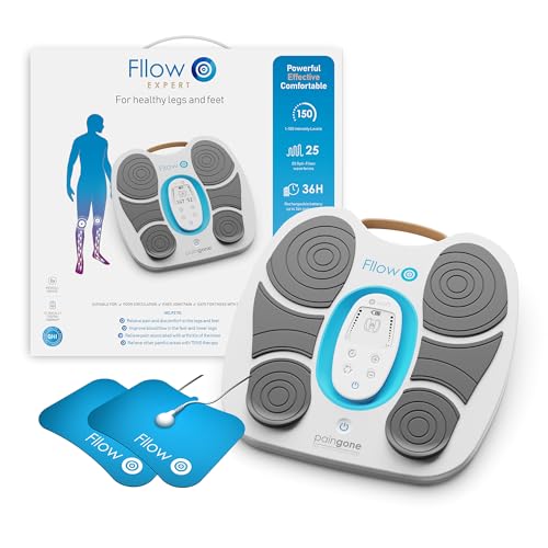 Fllow EMS-Tens Fußmassagegerät - Smarte Impulstherapie mit Elektrostimulation zur Durchblutungsförderung - 150 Stufen - kabellos - mit Arthro-Pads