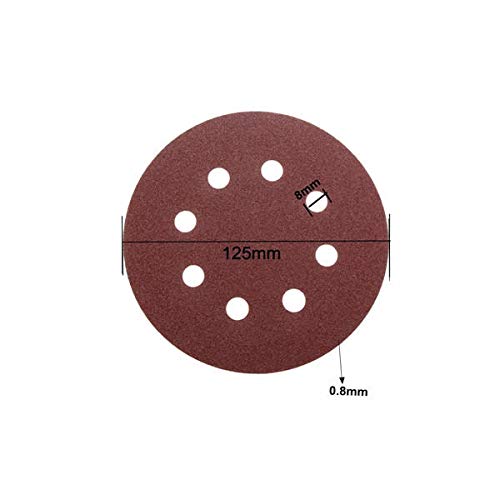 VIDOO 100szt 125mm 8 Otworów Krążki Ścierne Ziarnistość 60-240 Papier Ścierny