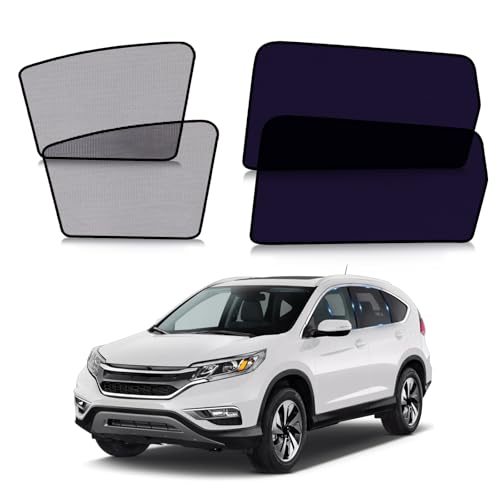 Image of Car Window Shades for Honda CR-V 2017-2022 | 4PCS Static Cling Set - Transparent Front Half Window & Semi-Transparent Rear Side Sun Shades, UV Protection, Heat Blocking, Privacy for Kids & Pets