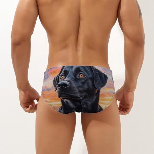 Black German Shepherd Dog Sunset Mens Swim Briefs Quick Dry Triangle Trunks Swimsuit Swimming Bikini Swimwear2