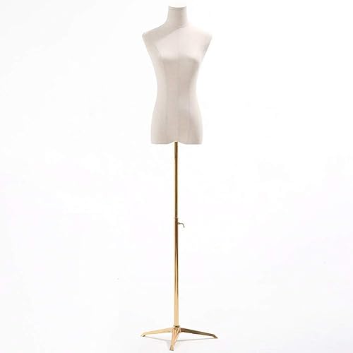 HXYONGN Female Dress Form Mannequin Adjustable Height with Tripod Stand, Large Woman Body Torso Clothing Display, Easy Assembly Interesting(Gold-S)
