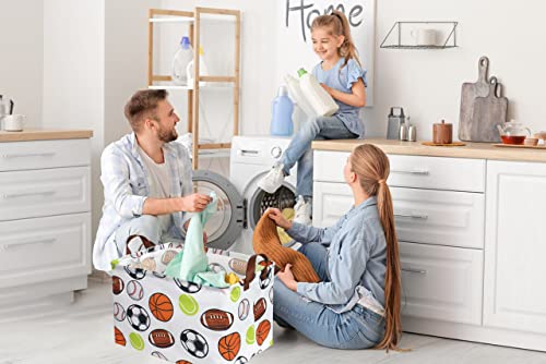 Image of Rectangular Basketball Baskets,Football Basket Organizer.Baseball Basket with Handles.Basketball Bins,Clothers,Books,Kid's Gifts Storage. (Ball)