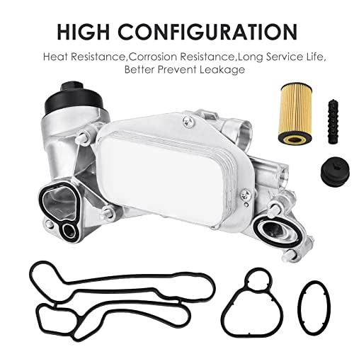 Replace 93186324 Engine Oil Cooler Filter Housing Assembly Adapter Kit with Gaskets Cap Filter Insert for Buick Cascada/Encore, Chevrolet Aveo/ Aveo5/ Cruze/Cruze Limited/Malibu/Sonic/Trax