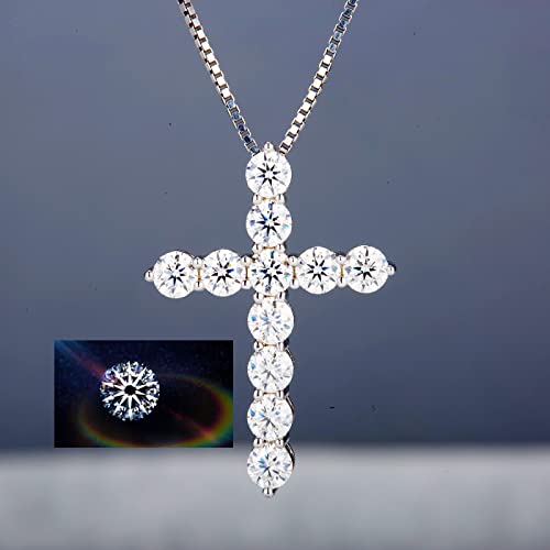 LANE WOODS Simulated-Diamond Moissanite Cross Necklace: 18k White Gold Plated Sterling Silver - Cross Pendant for Men Women Religious Jewelry Christian Gifts4