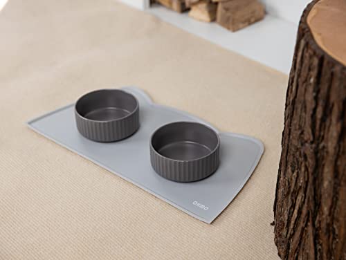 OHMO Napfunterlage für Kleine Hunde und Katze, 46x25cm, Unterlage für Katzennapf, rutschfeste Futterunterlage aus Silikon, wasserdicht, Asche - Image 8