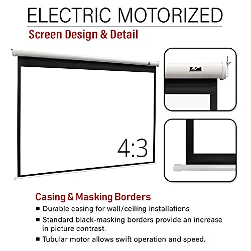 Akia Screens 104 Inch Motorized Electric Remote Controlled Drop Down Projector Screen 4:3 8K 4K Hd 3D Retractable Ceiling Wall Mount White Projection Screen Office Home Theater Movie Ak-Motorize104Vw #TOP4