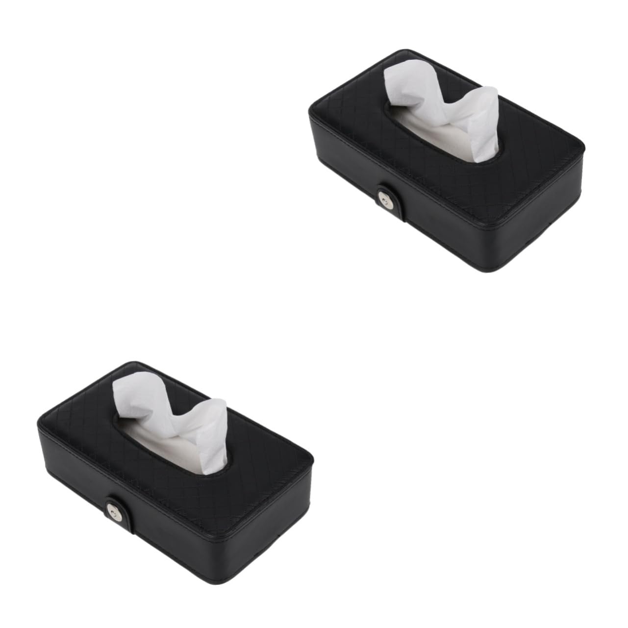 HOMSFOU 2pcs 21 Paper Container Leather Pumping Tray Car Napkin Holder