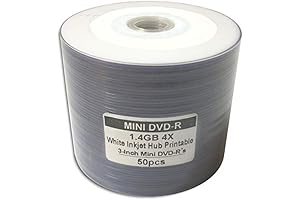 50-Pack White Inkjet 3-Inch Printable Mini DVD-R Discs