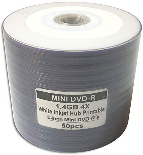 50-Pak 3-Inch White Inkjet Hub Mini DVD-R for Camcorders in Shrinkwrap