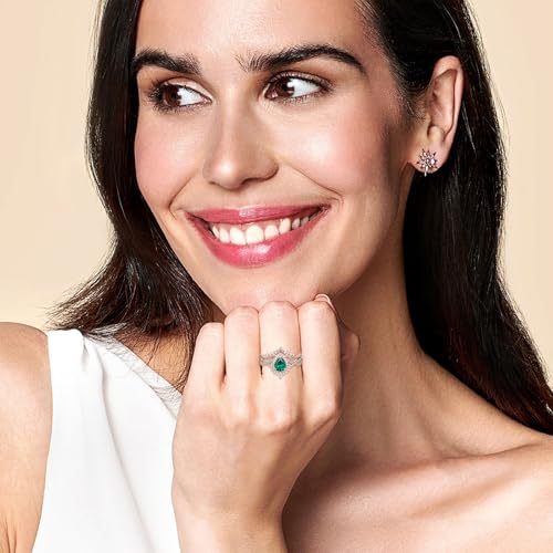 1-5ct Gemstone Wedding Ring Sets 10K 14K 18K Real Gold Pear Cut Infinity Gemstone Birthstone and Moissanite Bridal Ring Set Engagement Ring Sets 2pcs Free Engraved for Women2