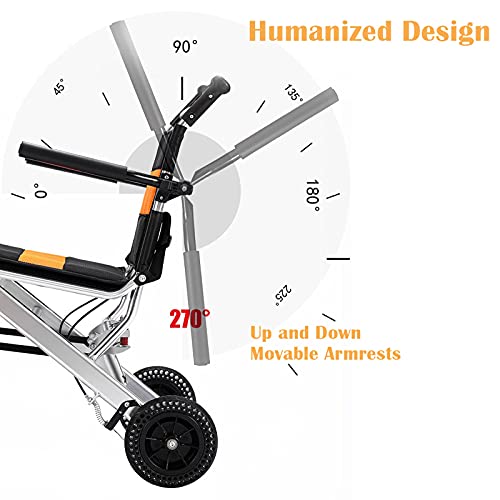 Silla de ruedas de aluminio pequeña y carro de transporte compacto para discapacitados 4