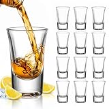 Ruckae 12 Pack 1 OZ Shot Glasses Set with Heavy Base Clear Shot Glasses Bulk for Vodka Tequila Whiskey Liquor