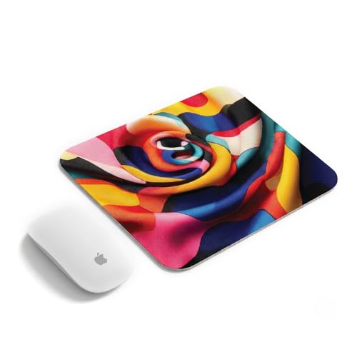 Image of Premium Non-Slip Mouse Pad | Smooth Surface for Optical & Laser Mice | Anti-Skid Rubber Base | Office, Home & Gaming | Colorful Swirl Design | Standard Size