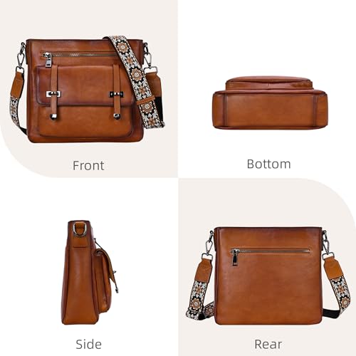 Image of Iswee Soft Leather Crossbody Bags for Women Shoulder Handbags Multi Pockets | Travel Purse with Adjustable Strap Medium Size Organizer Designer Pocketbooks with Adjustable Strap