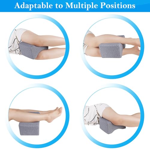 BlissTrends Memory Foam Knee Pillow, Knee Pillow for Side Sleepers, Leg Pillows for Sleeping Blood Circulation, Elevation Pillow for Spine Aligning, Sciatica, Back, Hip, Knee, Ankle Pain, Grey