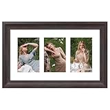 DUENPY 8x14 Picture Frame 4x6 Collage Picture Frame Displays Three 4x6 inch Photos or 8x14 (Without Mat) Wall Decor or Tabletop Walnut
