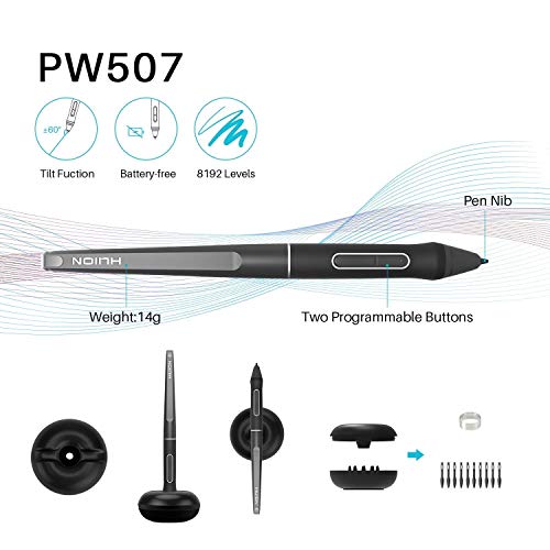 Huion Kamvas Pro 13 Graphics Drawing Monitor With Stand, Full-Laminated Anti-Glare Screen Battery-Free Stylus 8192 Pen Pressure - 13.3 Inch Pen Tablet Display For Linux, Windows And Mac #TOP2
