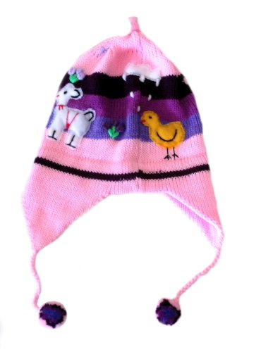 Bonnet d'hiver brodé rose enfant fille 5 ans chaud vêtement de ski