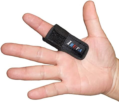 IRUFA, FS-OS-11, 3D Breathable Fabric Finger Splint, Stabilizer Brace Wrap Support for Trigger Broken, Curved Bent Mallet Locking Finger, Dislocation, Straightener, Pain Relief Black, One PCS