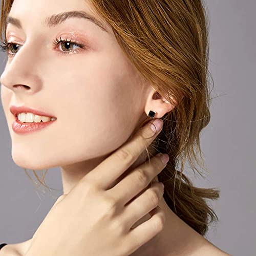 Unisex Princess cut Black Onyx 925 Sterling Silver Stud Earrings Platinum Plated Fine Jewelry for Men Women3