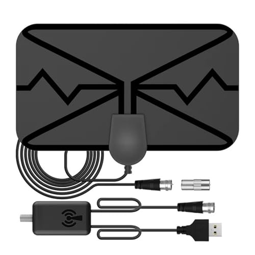 36DBI Antena TV Interior, 250 km Poderoso Antena HDTV Digital con Amplificador de Señal y Cable Coaxial, soporta 4K 1080P HD VHF