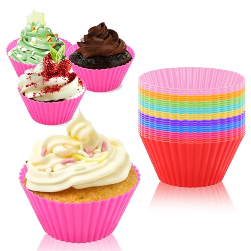 ASelected 27pcs Silicone Cupcake Box - Reusable Muffin Box with 9 Color Non-Stick Silicone Molds - Dishwasher Safe