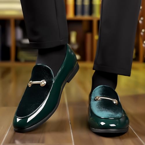 Santimon Fashion Loafers Men Dress Velvet Patent Leather Driving Flats Slip on Casual Moccasins Shoes4