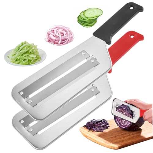 Trituradora de repollo Cortadora de repollo con hoja de acero inoxidable de 2 piezas Cortadora de repollo antideslizante Rebanadora de repollo de doble capa rallada para verduras y frutas Col negra y