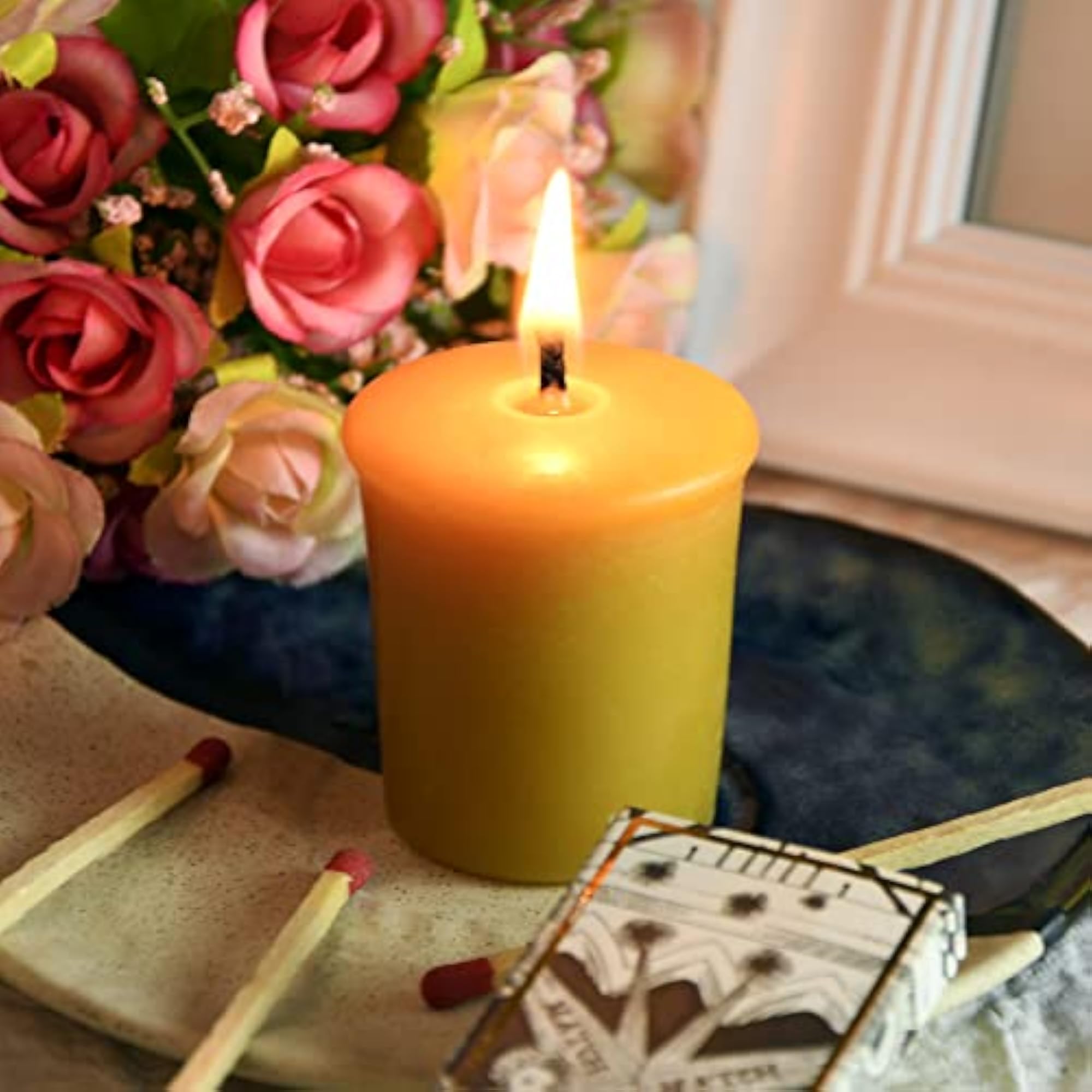 Pure Beeswax Votive Candles, 4 Pack Gift