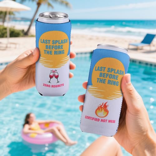 Image of 12 PCS Bachelorette Party Can Cooler Sleeves Insulated Neoprene Drink Holder for Bridesmaid Gifts Bridal Shower Decorations, Bachelorette Party Favors, 12 oz Slim