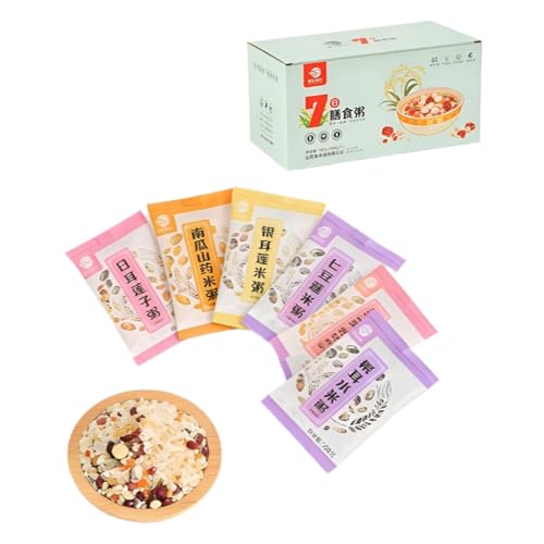 Congee à grains entiers 700g : assortiment de 7 paquets de bouillie de riz pour toute la famille