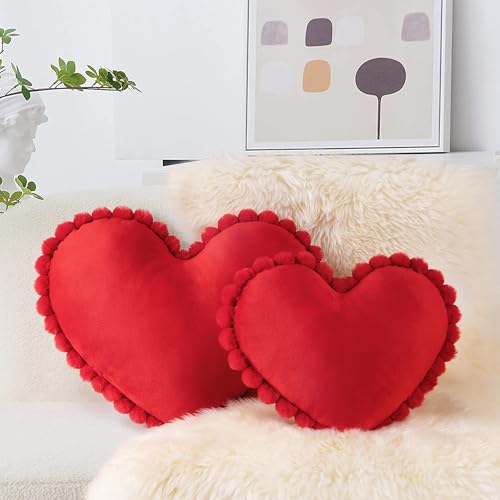 AELS Heart Shaped Pillow, Set of 2, Velvet Throw...