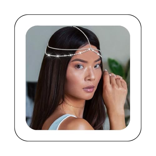 1 Pcs PremiumRhinestone Head Chain Jewelry Silver Bride WeddingHeadpiece Jewelry Festival Wedding Hair Accessories for Women