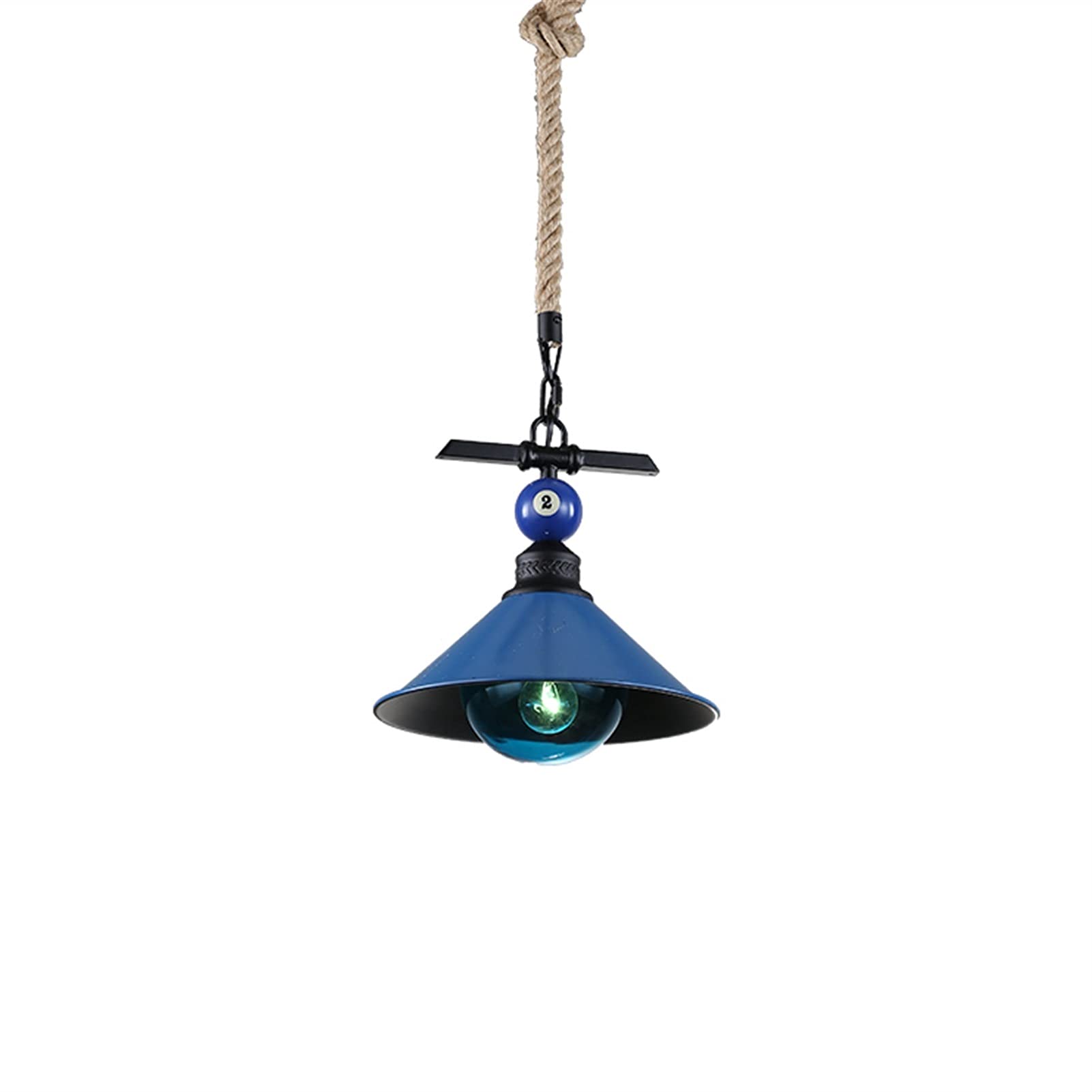 Suspension billard corde de chanvre vintage pour éclairer un comptoir de bar ou un loft