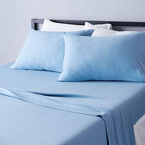 Photo 1 of Amazon Basics Soft Cotton Jersey 4-Piece Bed Sheet Set