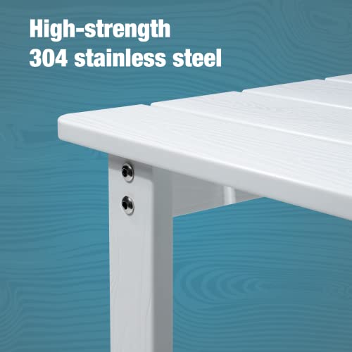 Embrange Polystyrene Adirondack Outdoor Side Table, Weather Resistant, White #TOP4
