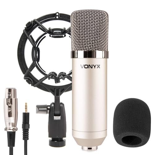 VONYX CM400 Microphone à Condensateur Argent - Microphone de Studio, Grand Diaphragme, pour Chant et Instruments, Faible Distorsion, SPL Élevé, Prise Jack...