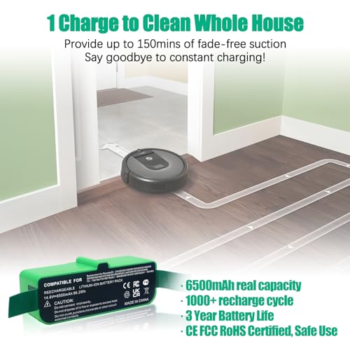 Image of Upgraded 6500mAh 14.4V Battery Compatible for iRobot Roomba 500 600 700 800 900 Series Robot Vacuum Battery Roomba 960 980 981 805 860 870 890 700 710 760 790 610 620 650 671 690 500 530 550 580