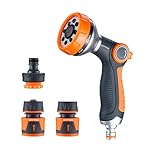 GRIFEMA GE1303-1 Set di 8 testine regolabili, pistola a spruzzo per tubo ad alta pressione con controllo del pollice, irrigazione auto, lavaggio di animali domestici, doccia