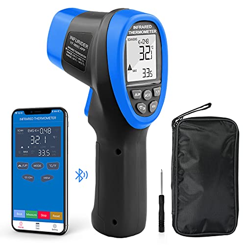 Digital Infrared Thermometer YF-985CAPP Non Contact Temperature Gun -58℉-1472℉ Pyrometer 16:1 Accurate IR Thermometer with Wireless Bluetooth,Backlight for Industry Kiln Forge【Not for Human】