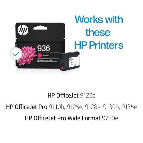 Image of HP 936 Magenta Ink Cartridge | Works with OfficeJet 9120, Pro 9110, 9120, 9130, Wide Format 9730 | Eligible for Instant Ink | 4S6V0LN